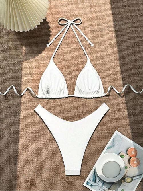 Biquíni Feminino Cortininha Cintura Alta – Conjunto 2 Peças Moda Praia