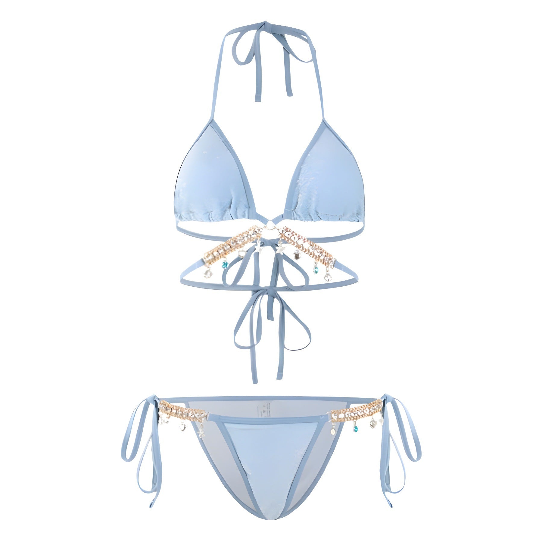 Biquíni Feminino 3 Peças com Saída de Praia e Detalhe em Corrente – Moda Praia Premium