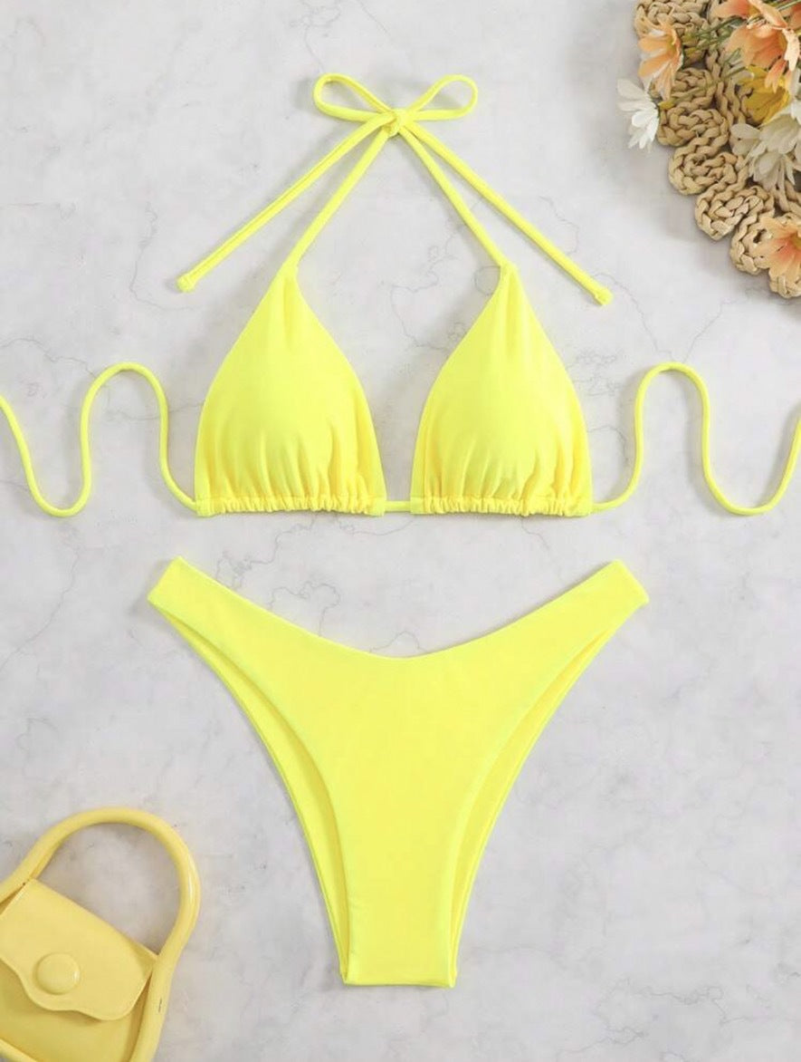 Biquíni Feminino Cortininha Cintura Alta – Conjunto 2 Peças Moda Praia