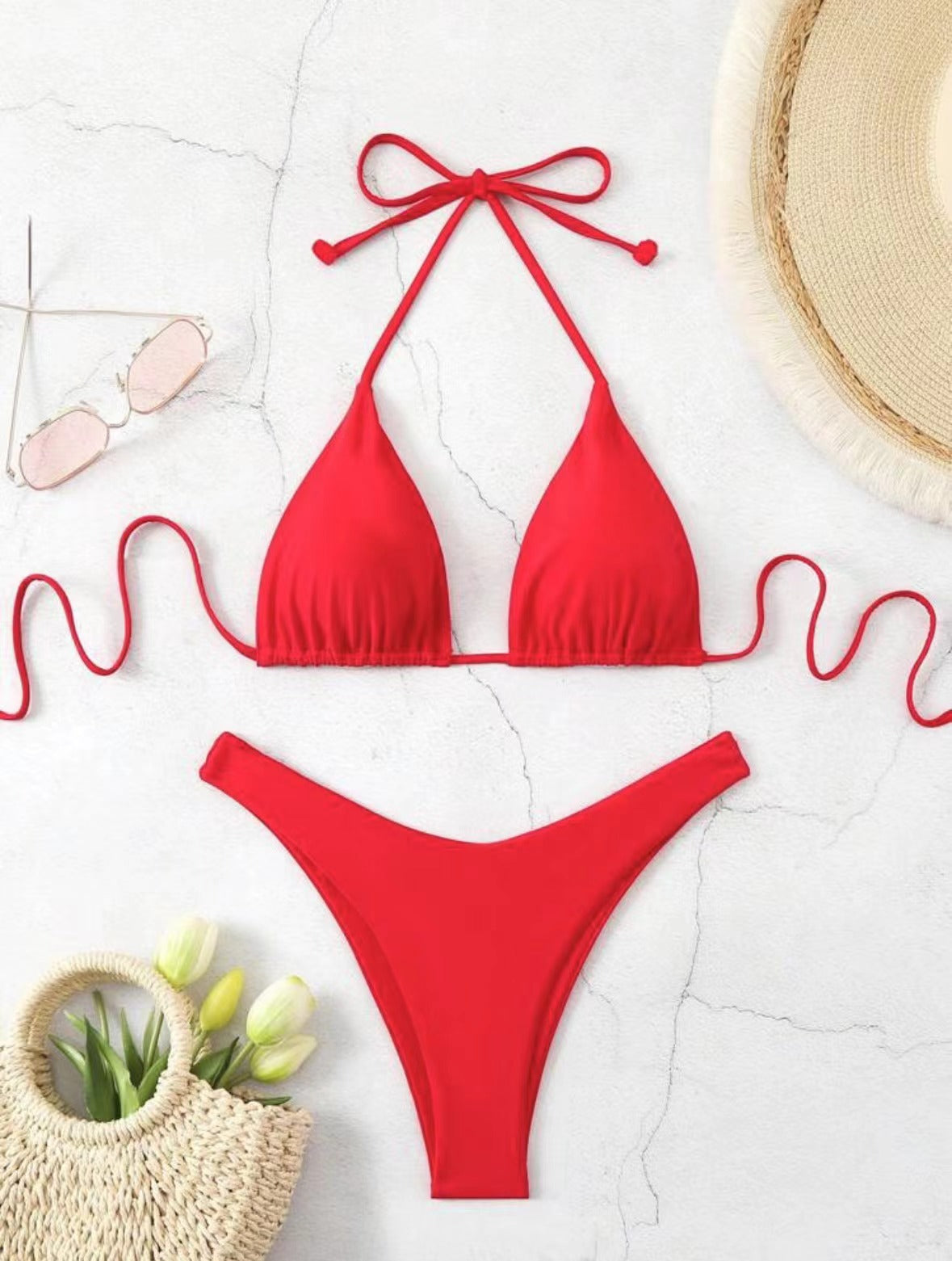 Biquíni Feminino Cortininha Cintura Alta – Conjunto 2 Peças Moda Praia