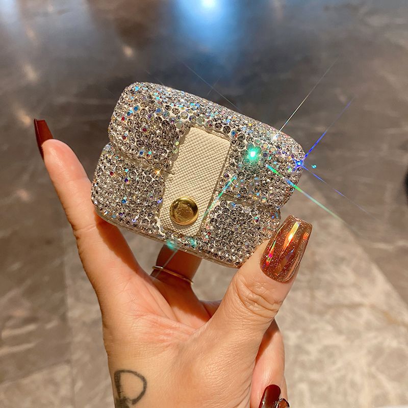 Mini Porta-Joias Luxuoso com Cristais – Estojo Compacto para Anéis e Brincos