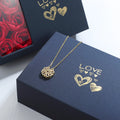 Rosa eterna com colar trevo da sorte, presente romântico para Dia dos Namorados, aniversário ou Natal.
