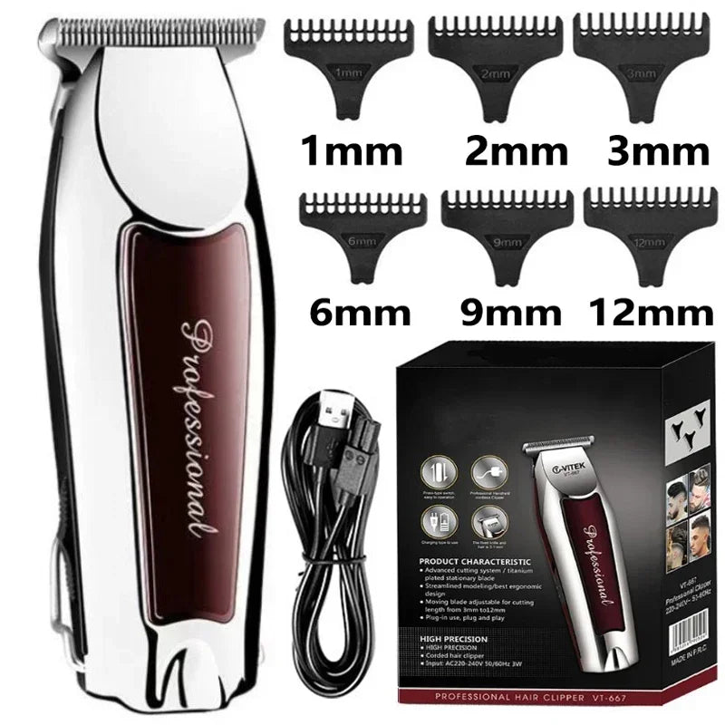 Máquina de Cortar Cabelo Profissional Kemei USB | Aparador de Barba Recarregável
