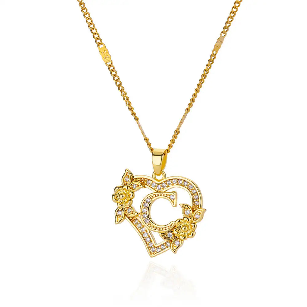 Personalized Heart Initial Necklace for Women – 18K Gold Plated Stainless Steel Letter Pendant | Meaningful Gift for Her
