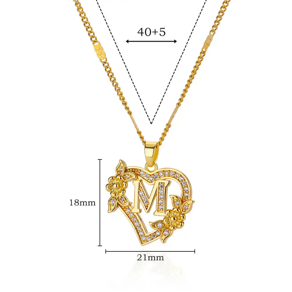 Personalized Heart Initial Necklace for Women – 18K Gold Plated Stainless Steel Letter Pendant | Meaningful Gift for Her