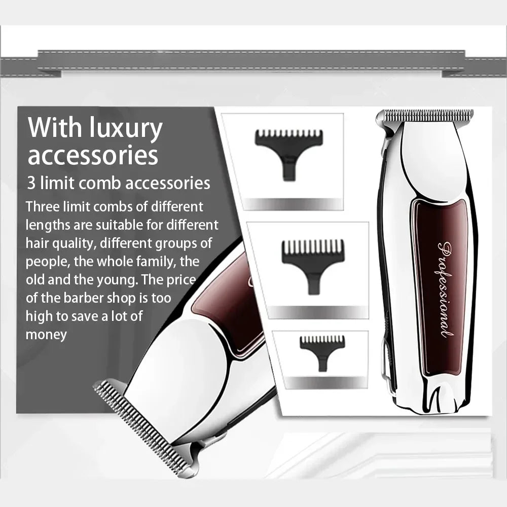 Máquina de Cortar Cabelo Profissional Kemei USB | Aparador de Barba Recarregável