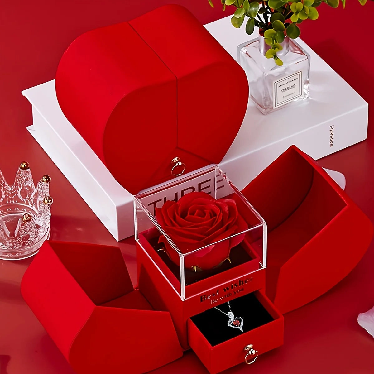 Eternal Rose Gift Box™ | Luxury Heart Necklace & Forever Rose – The Perfect Gift for Someone You Love