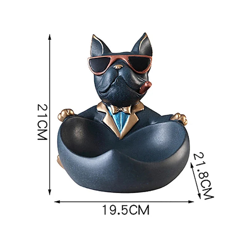 Estátua Bulldog Premium com Bandeja Organizadora – Decoração Moderna