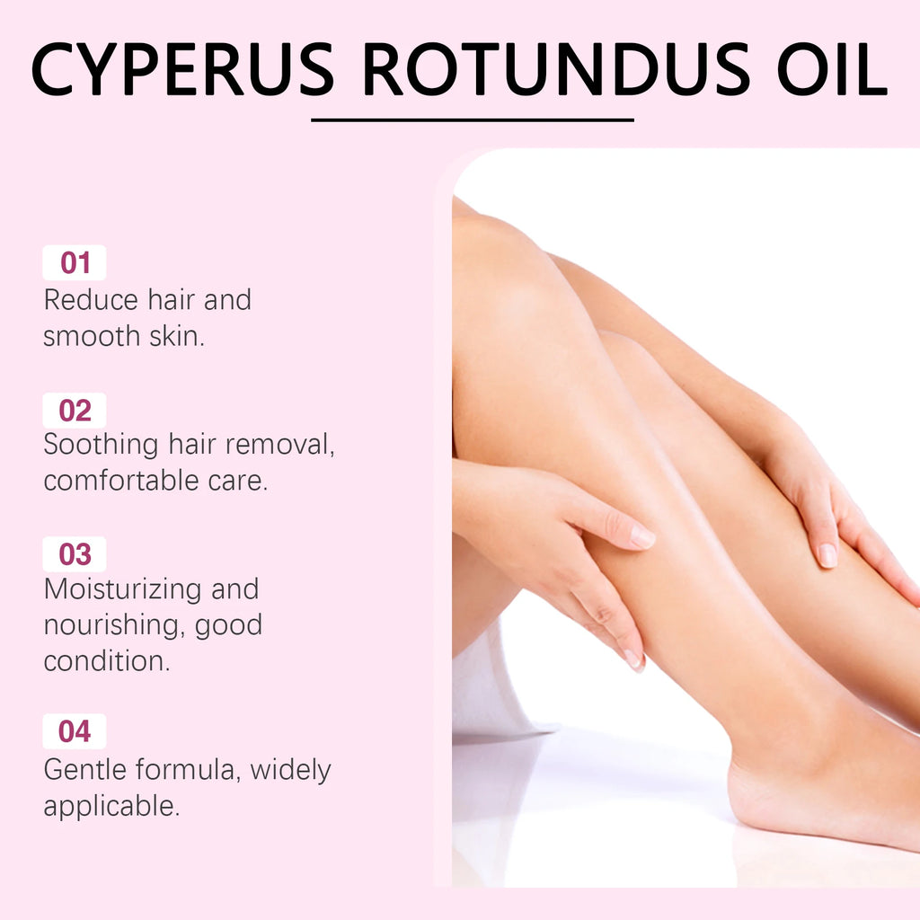 Óleo de Cyperus Rotundus OceAura para Redução de Pelos | Hidratação Profunda e Pele Suave | 60ml