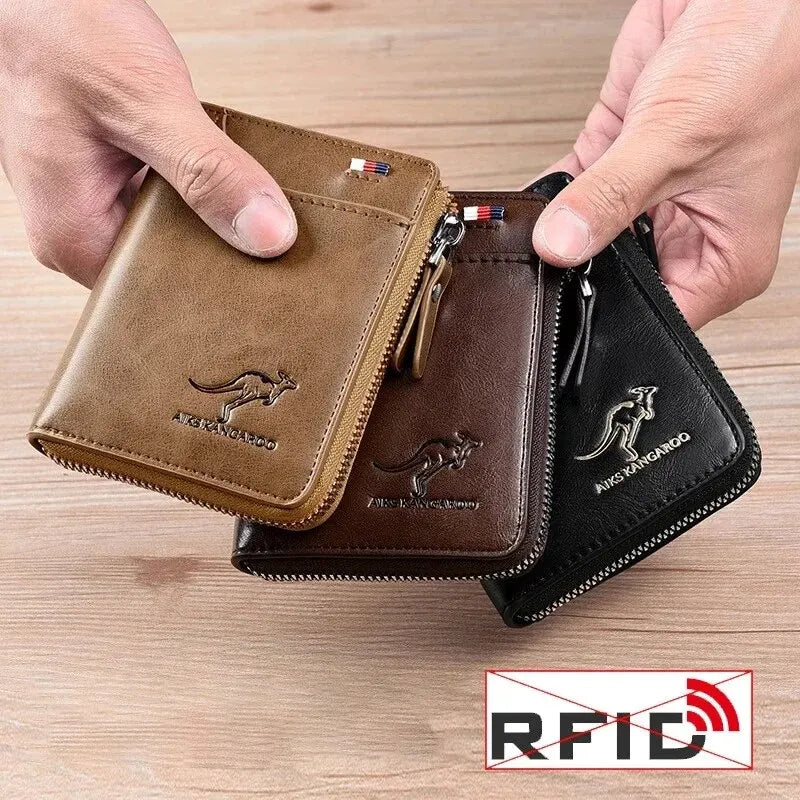 Carteira Masculina Premium com Fecho, Porta-Cartões e RFID