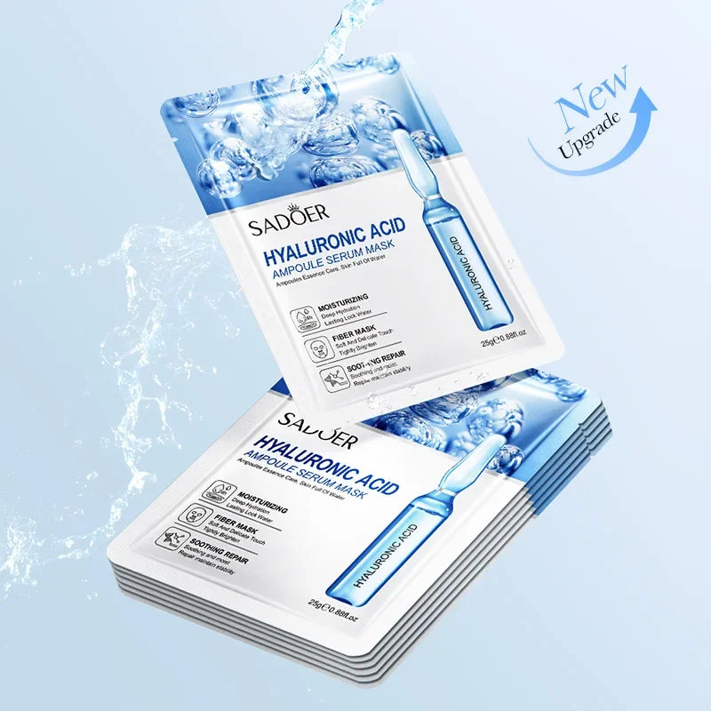 Máscara Facial de Ácido Hialurónico SAODER – Kit 10 Unidades | Hidratação Profunda, Firmeza e Pele Radiante