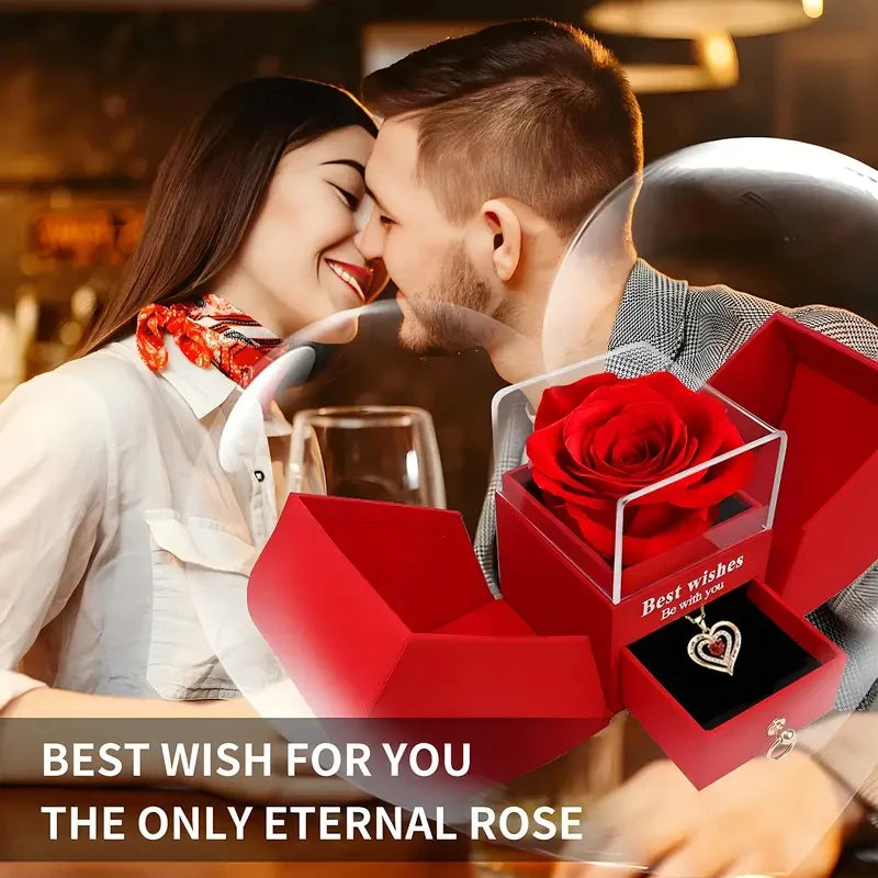 💝 Eternal Rose Heart Necklace™ | Colar com Rosa Eterna e Caixa de Presente Luxo