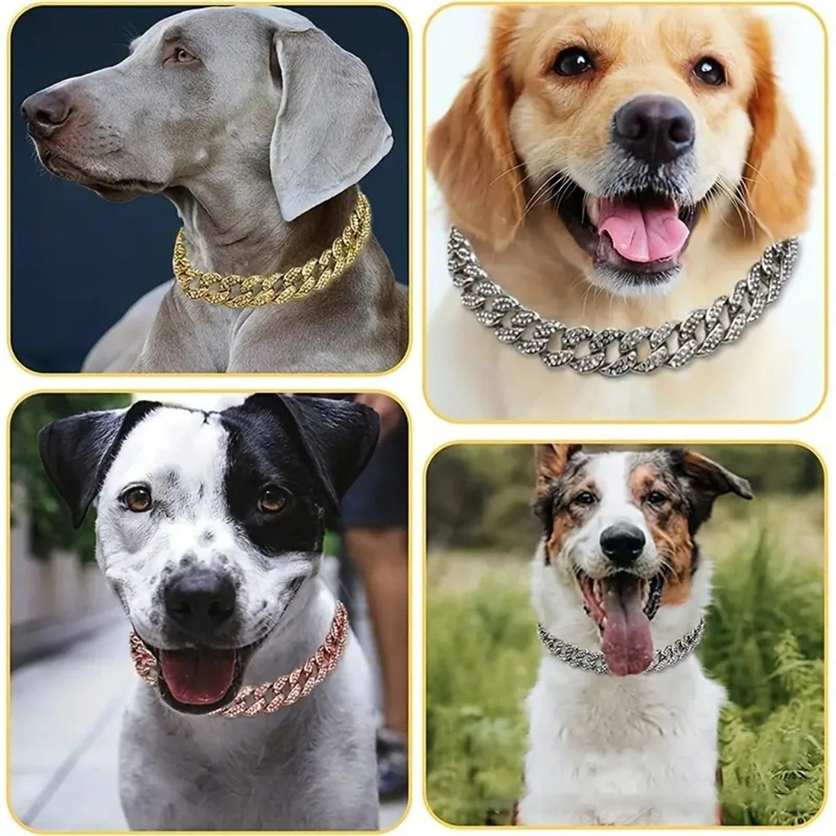 Coleira Cubana Luxo para Cães e Gatos | Corrente Premium em Liga Metálica com Fecho Seguro
