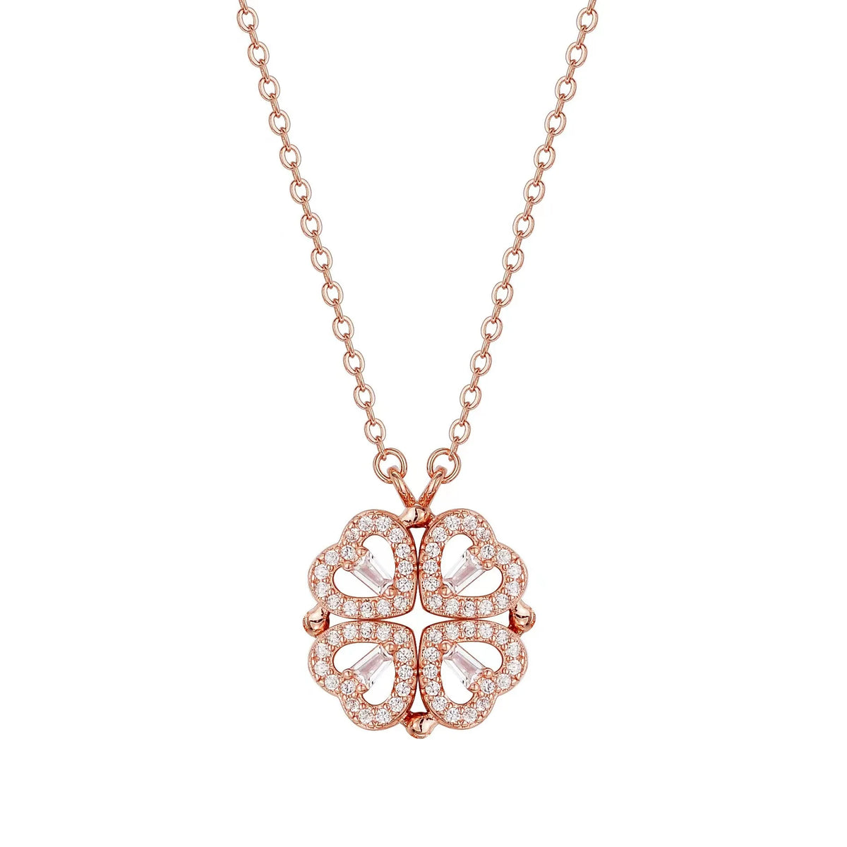 NOVORA Lucky Heart™ | Four-Leaf Clover Necklace with Zircon Accents – A Symbol of Love, Luck & Elegance
