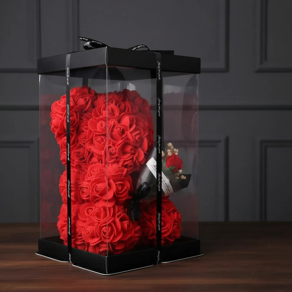 Urso de Rosas 25cm em Espuma – Presente Romântico para Dia dos Namorados, Aniversário e Ocasiões Especiais