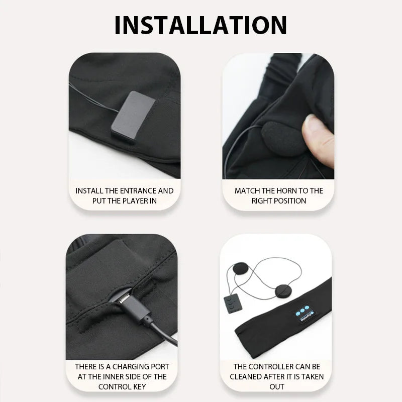 Faixa Bluetooth para Dormir com Auriculares Integrados | Banda Desportiva Sem Fios para Sono, Corrida, Yoga e Relaxamento