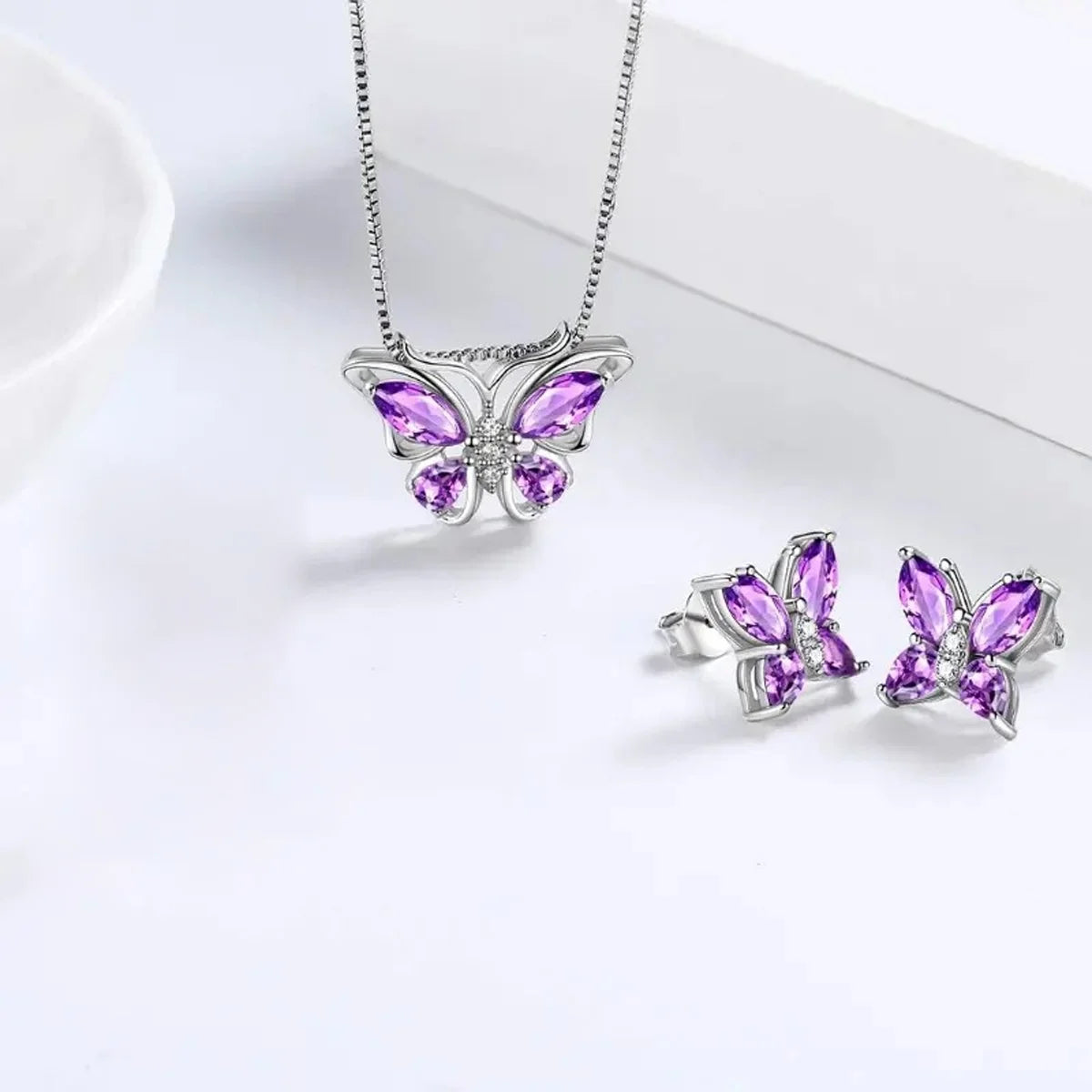 Eternal Rose Butterfly Jewelry Gift Box™ – Necklace & Earrings Set | Romantic Gift for Her