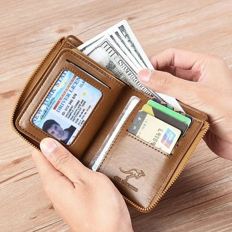 Carteira Masculina Premium com Fecho, Porta-Cartões e RFID