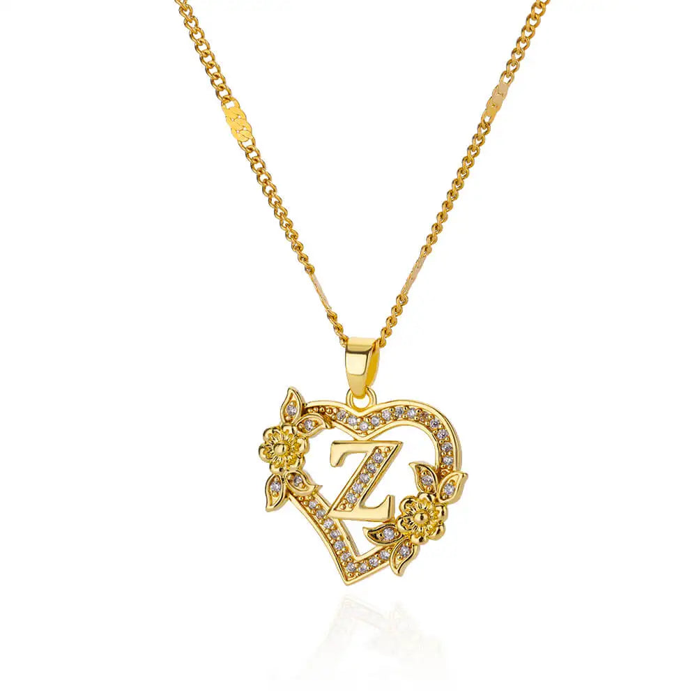 Personalized Heart Initial Necklace for Women – 18K Gold Plated Stainless Steel Letter Pendant | Meaningful Gift for Her