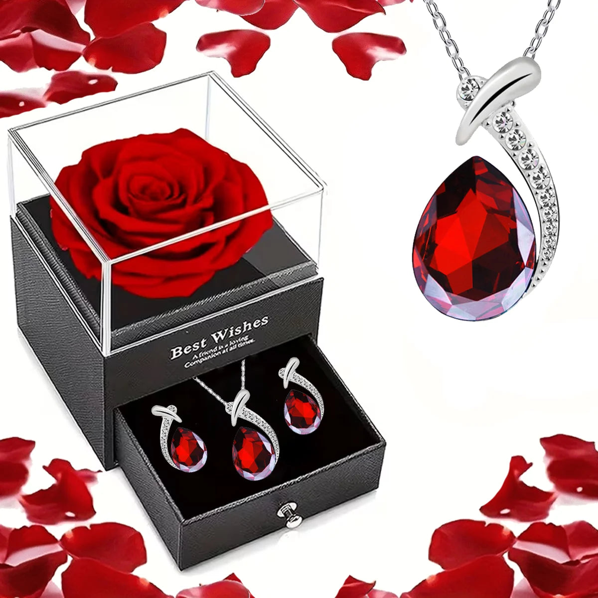 Eternal Rose Butterfly Jewelry Gift Box™ – Necklace & Earrings Set | Romantic Gift for Her