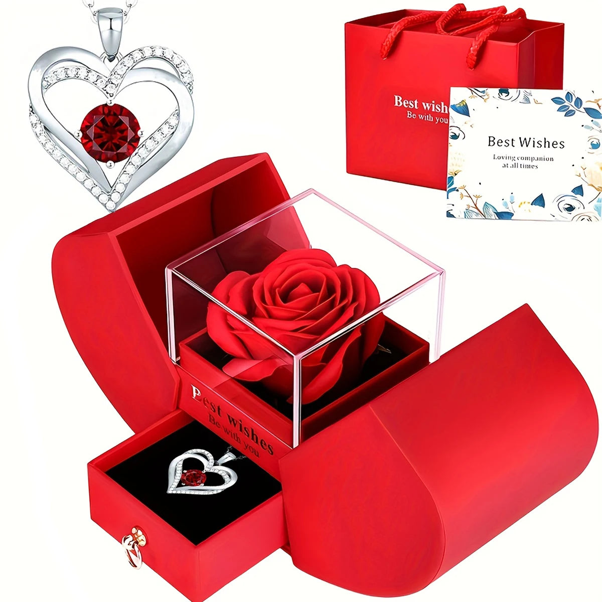 Eternal Rose Gift Box™ | Luxury Heart Necklace & Forever Rose – The Perfect Gift for Someone You Love