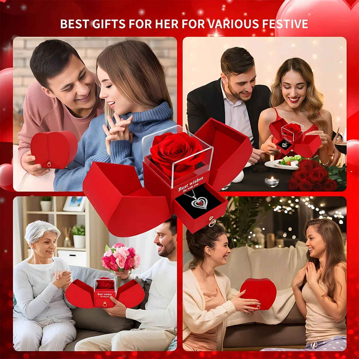 Eternal Rose Gift Box™ | Luxury Heart Necklace & Forever Rose – The Perfect Gift for Someone You Love