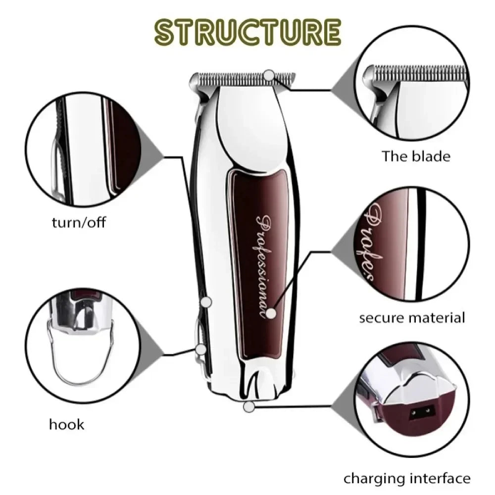 Máquina de Cortar Cabelo Profissional Kemei USB | Aparador de Barba Recarregável