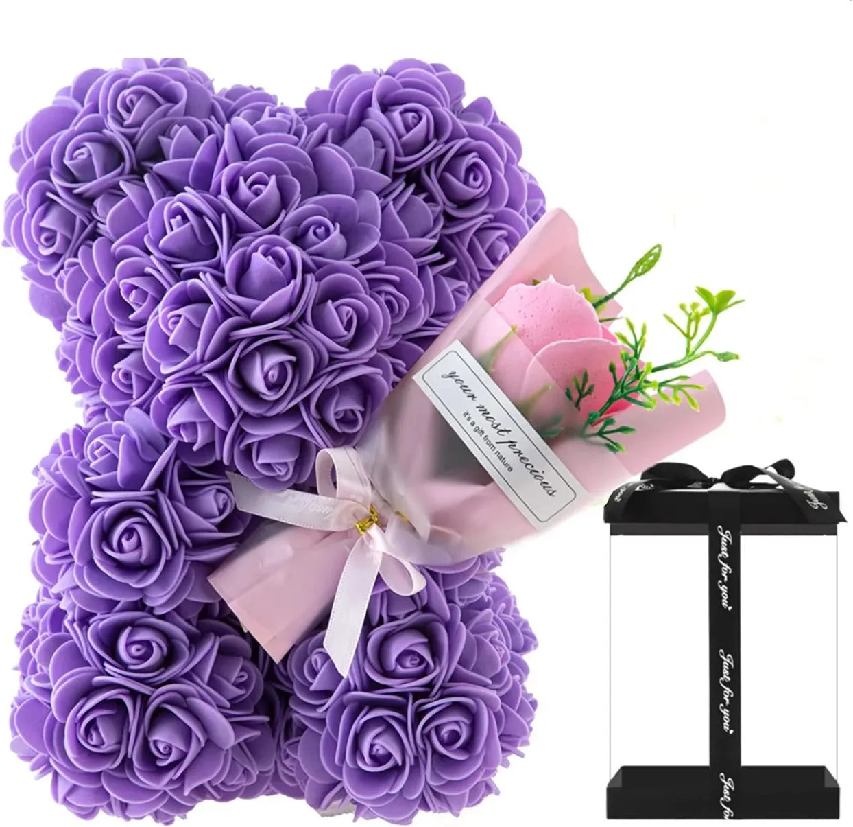 Urso de Rosas 25cm em Espuma – Presente Romântico para Dia dos Namorados, Aniversário e Ocasiões Especiais