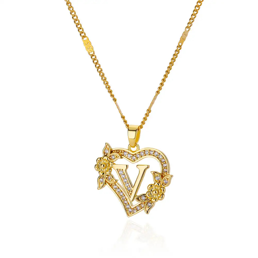 Personalized Heart Initial Necklace for Women – 18K Gold Plated Stainless Steel Letter Pendant | Meaningful Gift for Her