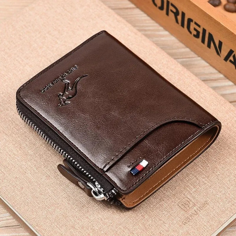 Carteira Masculina Premium com Fecho, Porta-Cartões e RFID