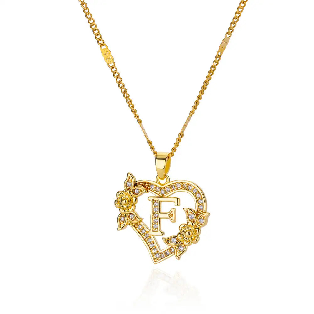 Personalized Heart Initial Necklace for Women – 18K Gold Plated Stainless Steel Letter Pendant | Meaningful Gift for Her