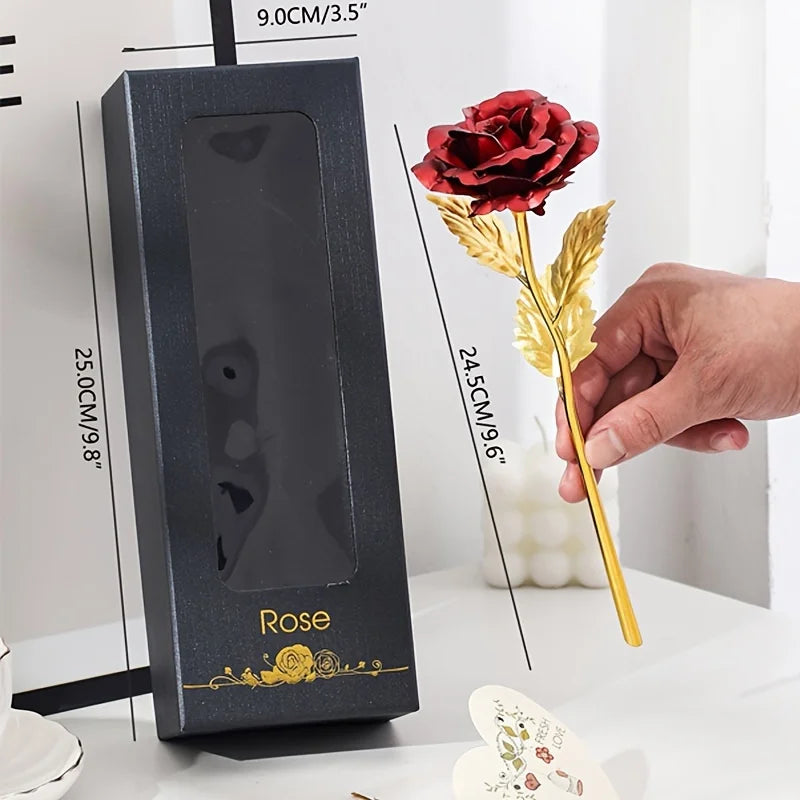 Rosa Eterna Dourada na Caixa de Luxo – Presente Romântico