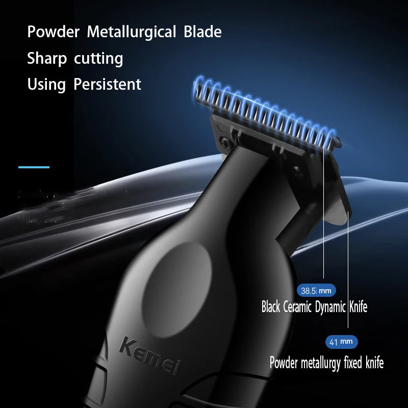 Kemei 2299 Máquina de Acabamento Profissional Sem Fio Zero Gap Recarregável | Lâmina em Aço Carbono | Barba, Contornos e Acabamentos