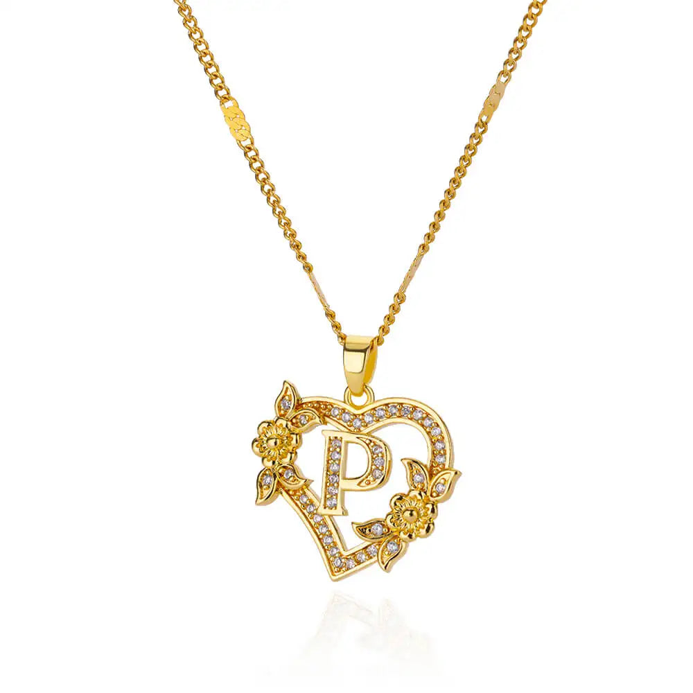 Personalized Heart Initial Necklace for Women – 18K Gold Plated Stainless Steel Letter Pendant | Meaningful Gift for Her