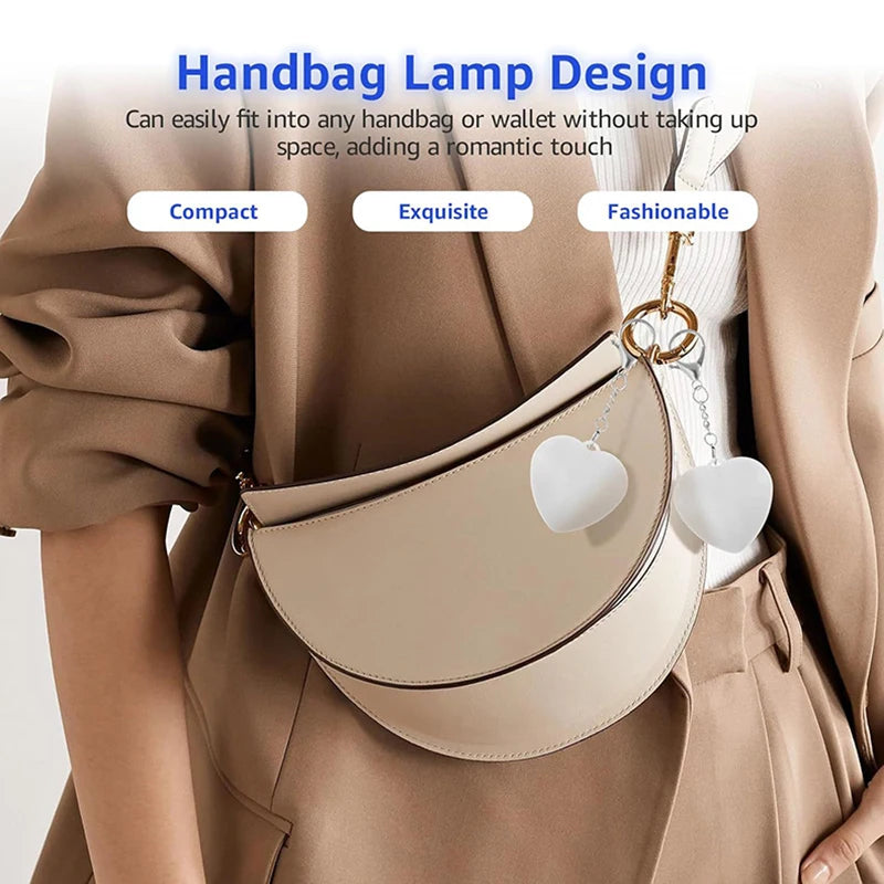 NOVORA™ HeartGlow™ Portable Handbag Light – USB Rechargeable Touch Sensor Purse Light