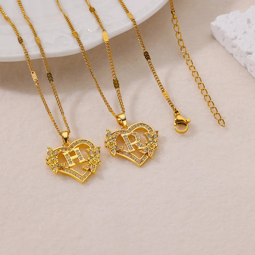 Personalized Heart Initial Necklace for Women – 18K Gold Plated Stainless Steel Letter Pendant | Meaningful Gift for Her