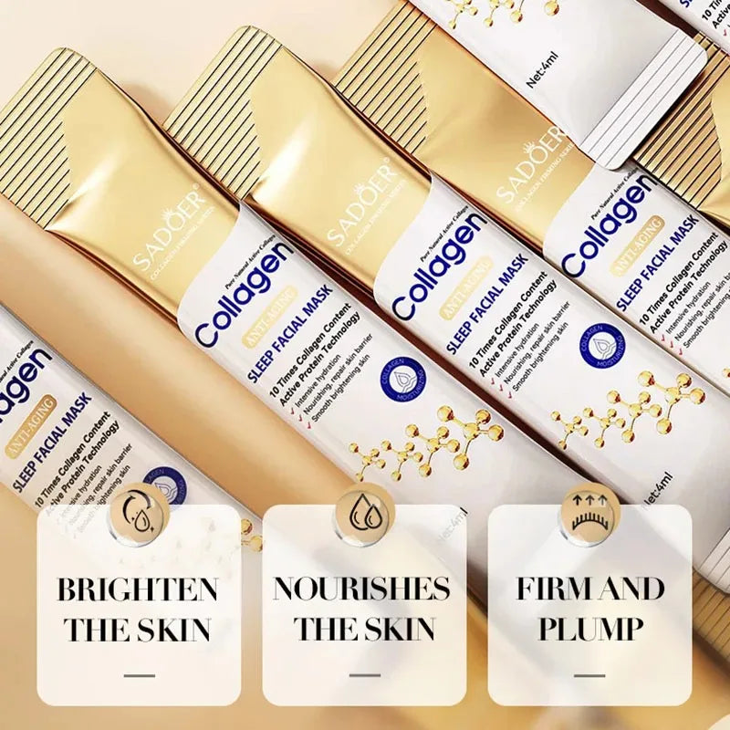Máscara Facial Noturna de Colágeno Premium – Hidratação Profunda e Efeito Firmador (30 ou 40 Unidades)