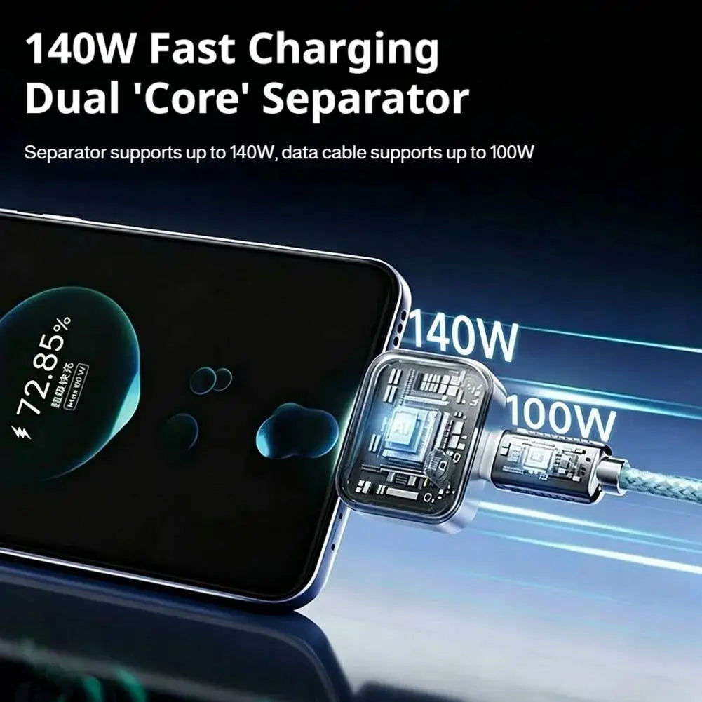 Carregador Inteligente USB-C 140W com Desligamento Automático | Proteção Contra Sobrecarga | Carga Rápida PD