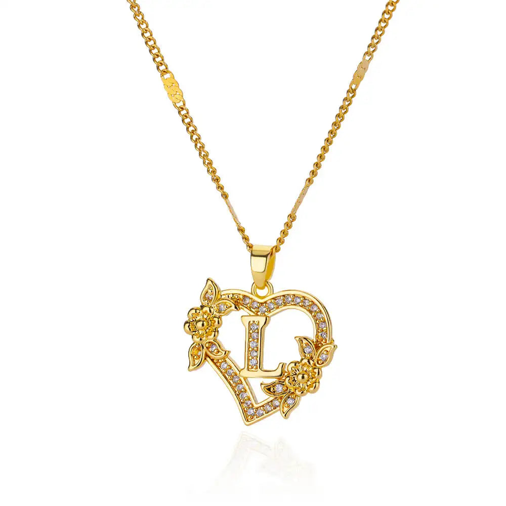 Personalized Heart Initial Necklace for Women – 18K Gold Plated Stainless Steel Letter Pendant | Meaningful Gift for Her