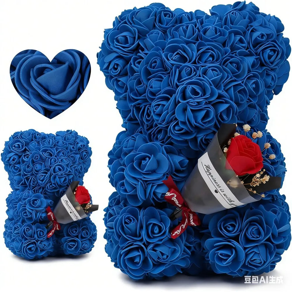 Urso de Rosas 25cm em Espuma – Presente Romântico para Dia dos Namorados, Aniversário e Ocasiões Especiais