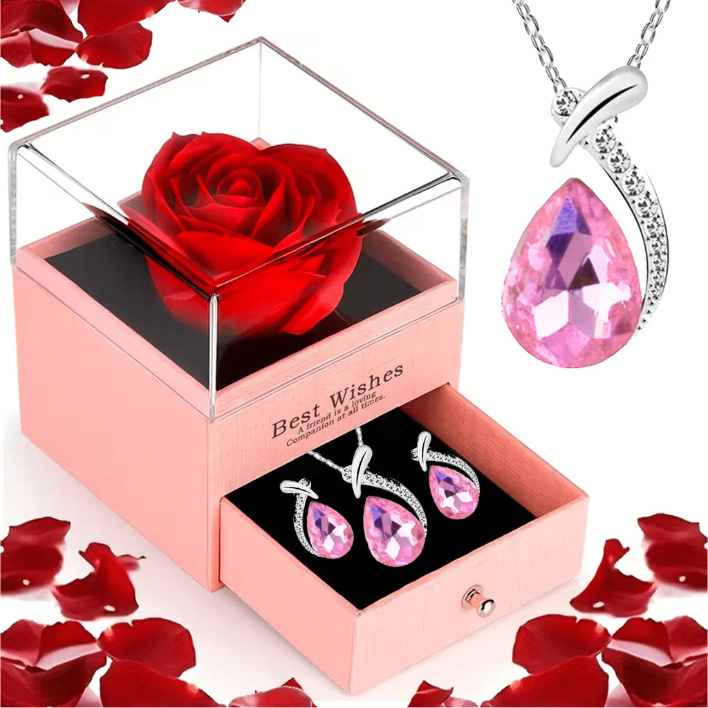Eternal Rose Butterfly Jewelry Gift Box™ – Necklace & Earrings Set | Romantic Gift for Her