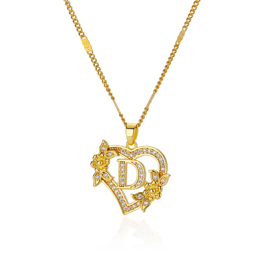 Personalized Heart Initial Necklace for Women – 18K Gold Plated Stainless Steel Letter Pendant | Meaningful Gift for Her
