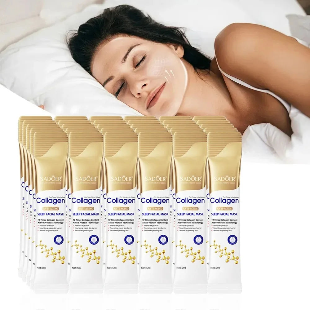 Máscara Facial Noturna de Colágeno Premium – Hidratação Profunda e Efeito Firmador (30 ou 40 Unidades)