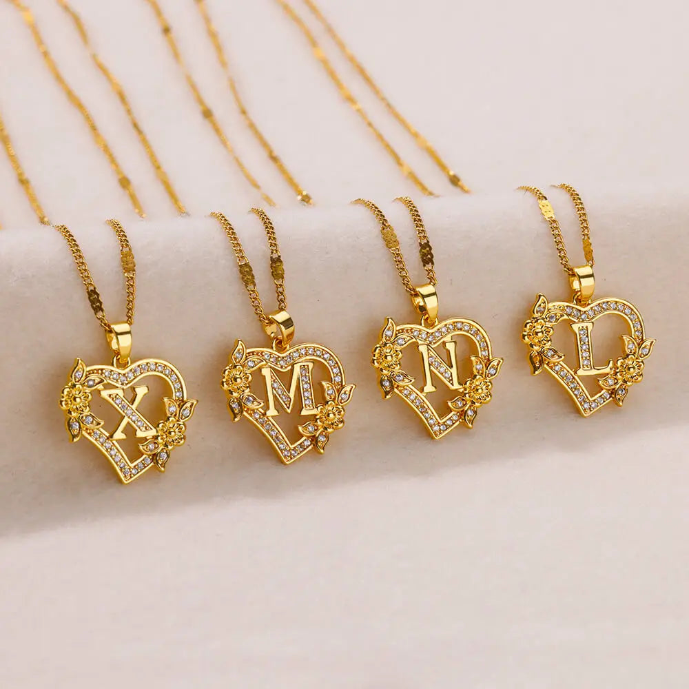 Personalized Heart Initial Necklace for Women – 18K Gold Plated Stainless Steel Letter Pendant | Meaningful Gift for Her