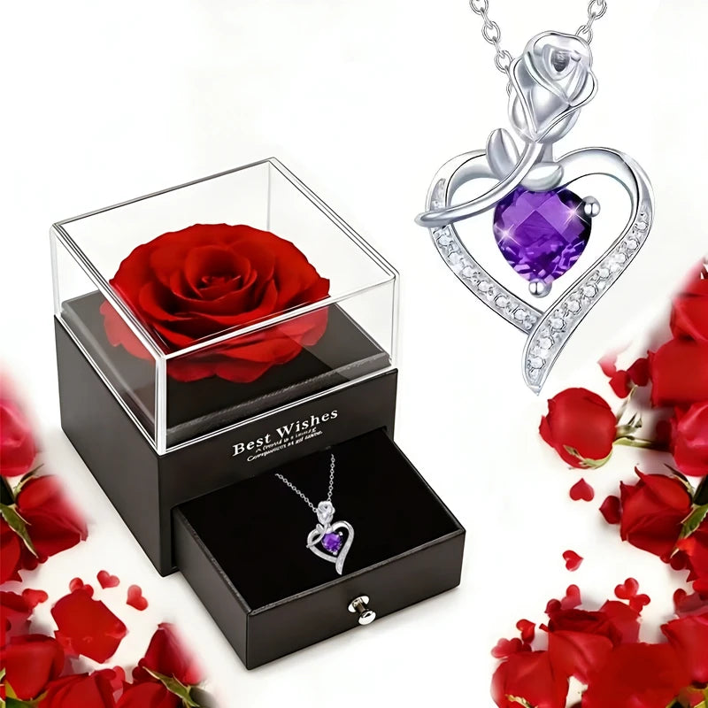 Colar Amor Eterno™ com Caixa de Rosa Preservada