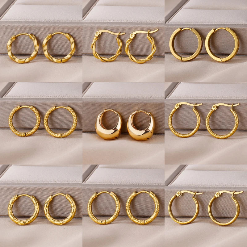 Brincos Chunky Vintage em Aço Inoxidável Dourado | NOVORA