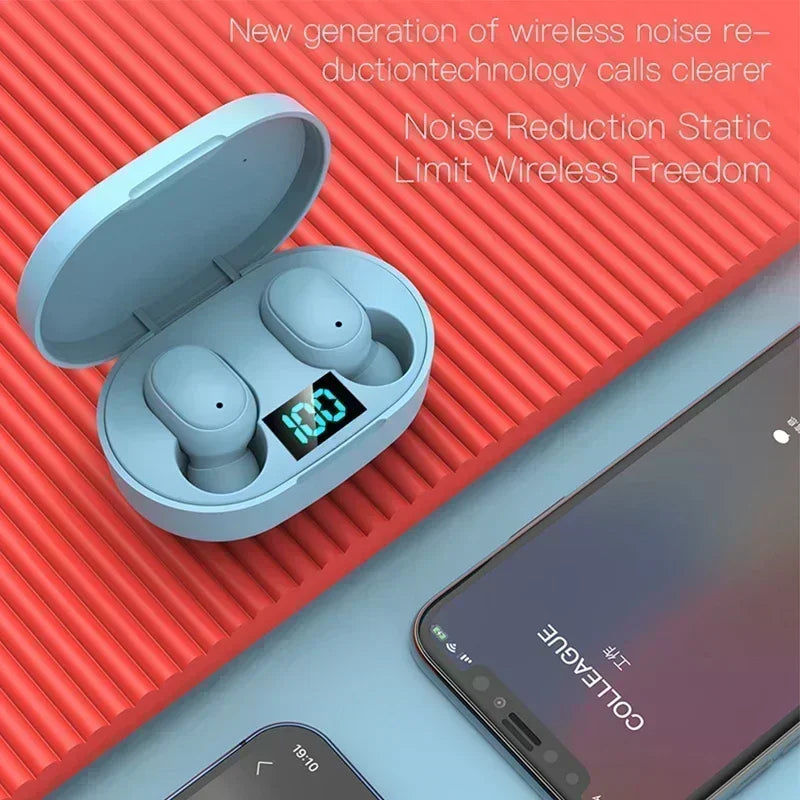 Auriculares Bluetooth E6S TWS Sem Fios – Bluetooth 5.0, Estojo de Carregamento, Microfone HD e Som Estéreo