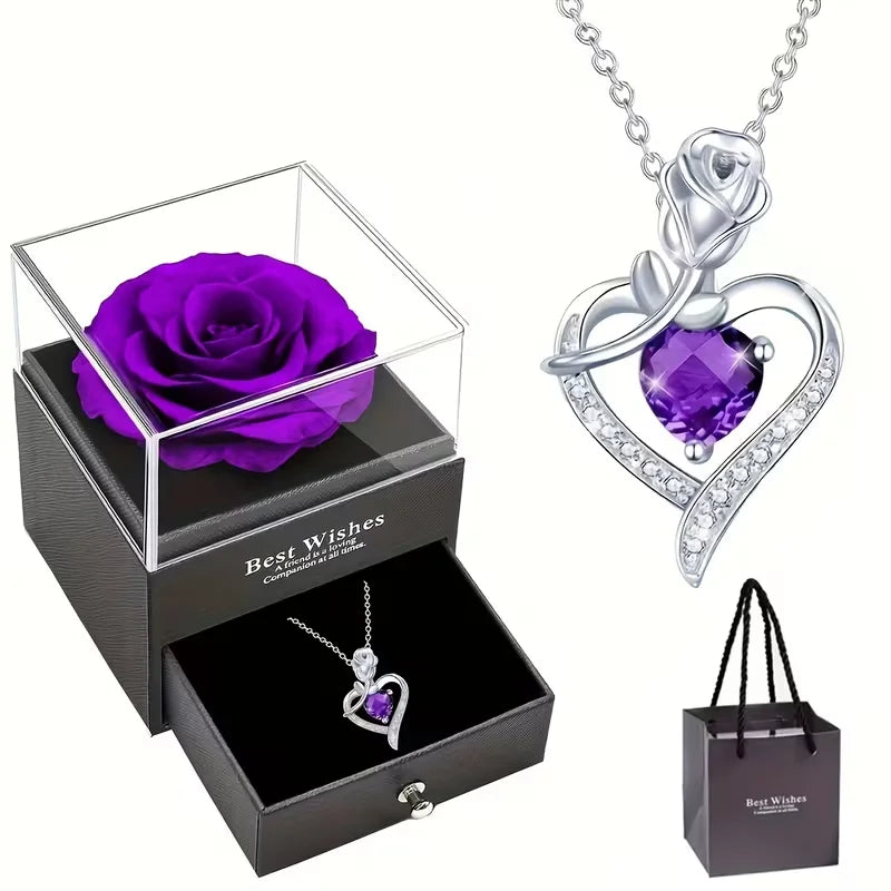 Colar Amor Eterno™ com Caixa de Rosa Preservada