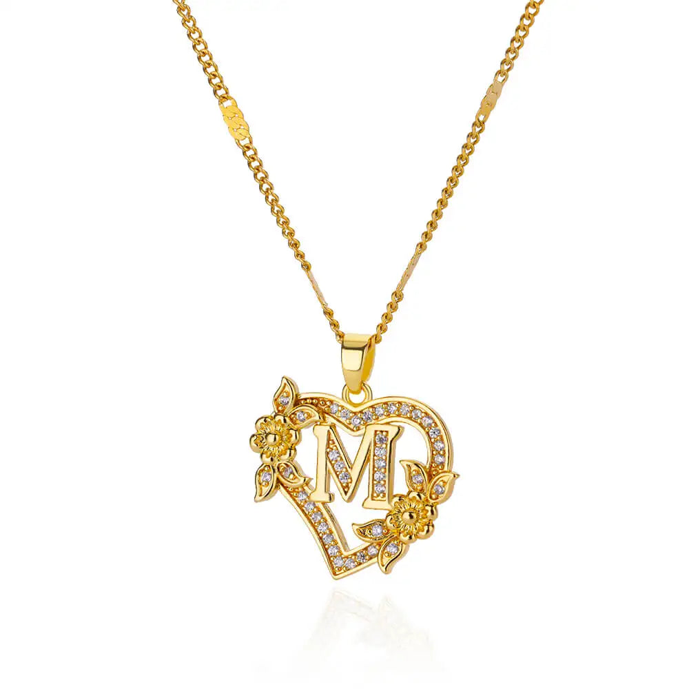 Personalized Heart Initial Necklace for Women – 18K Gold Plated Stainless Steel Letter Pendant | Meaningful Gift for Her