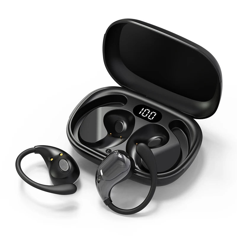 Auriculares Bluetooth 5.4 TWS com Gancho para Orelha | Cancelamento de Ruído, Microfone HD, Estojo de Carregamento e Resistência à Água